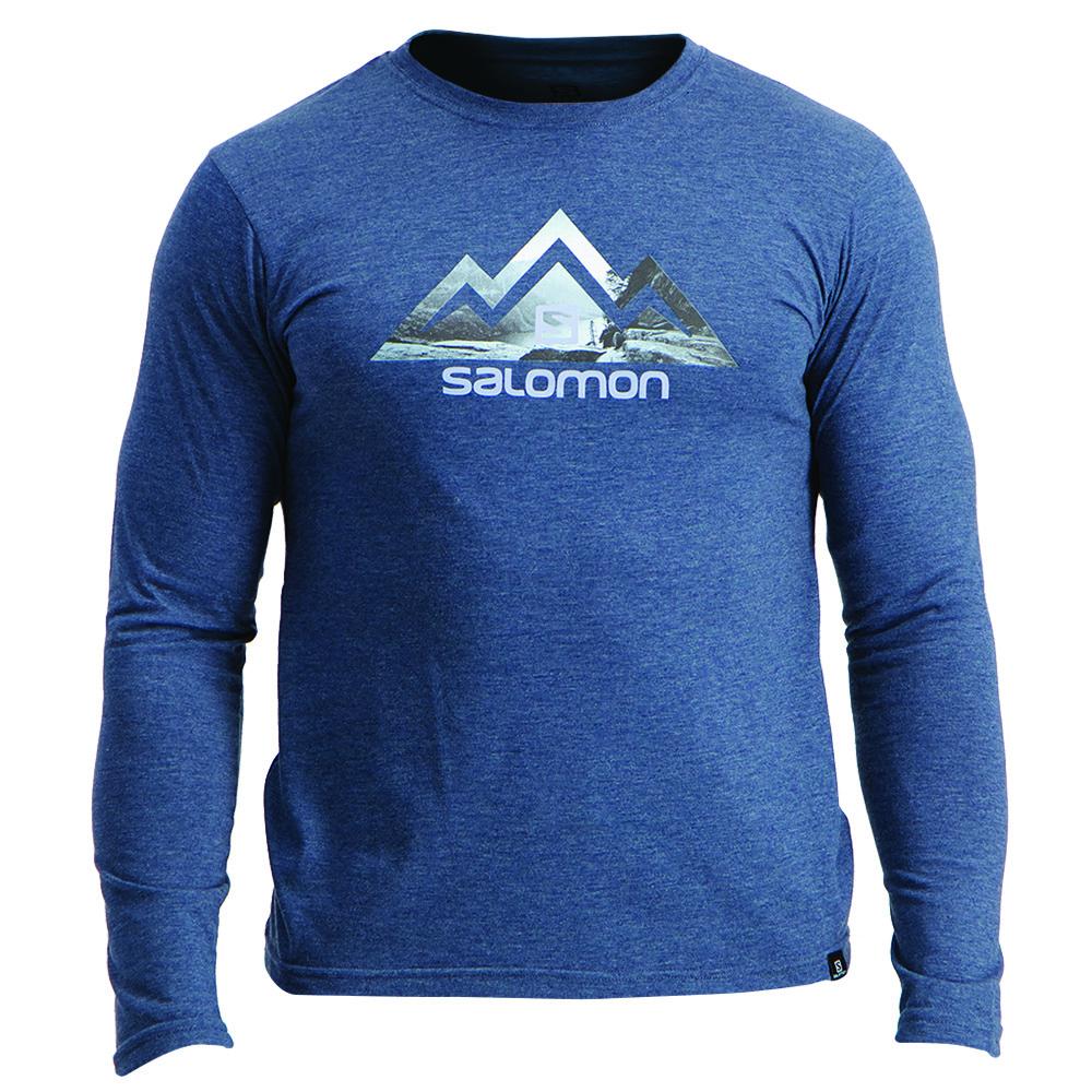 Salomon Singapore Mens T-shirts - TIP TOE LS M Dark Denim | 69401-CPYJ